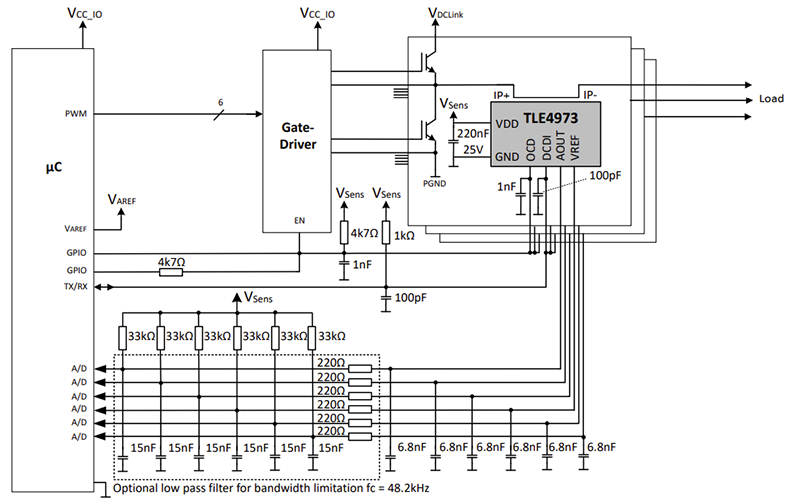 Application Circuit Diagram - Infineon Technologies TLE4973 XENSIV™ Coreless Current Sensors